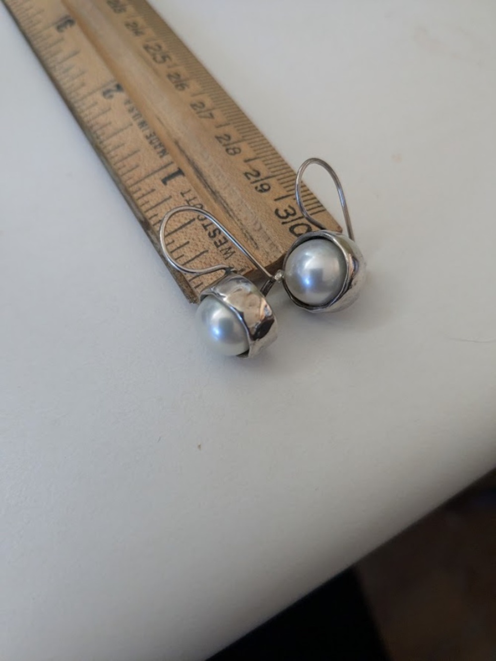 Silpada Retired Pearl and Sterling Earrings - Picture 2 of 3